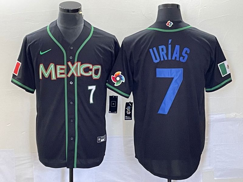Men 2023 World Cub Mexico #7 Urias Black blue Nike MLB Jersey5
